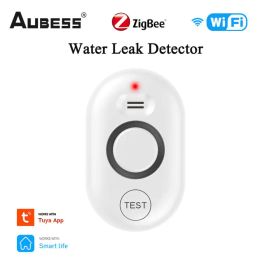 Modules aubess tuya wifi waterlekdetector wateren leksensor hoge gevoelige 100db alarmbeveiligingsbescherming voor smart home