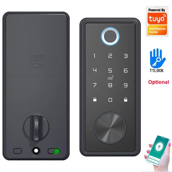 Módulos Bloqueos inteligentes de Deadbolt Ttlock o Tuya App Sprint Biometrics Código de tarjeta de contraseña US US Deadbolt Lock Automatic Latch Lock