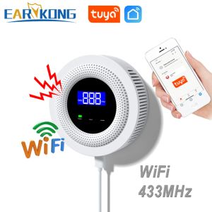 Modules TUYA WiFi Natural Gas Deakage Detecteur 433MHz Capteur de fuite de gaz combustible sans fil Home Kitchen Security Alarm Smart Life Life application