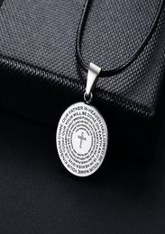 Modyle 2020 Nieuwe lederen ketting Zilverkleur Gebed Hanger ketting voor man de gebedskatholieke sieraden groothandel3865652