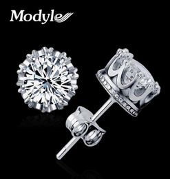 Modyle – boucles d'oreilles rondes en zircone cubique pour femmes, bijoux à la mode, 8MM, 2 carats, couleur argent, 6309325
