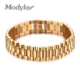 Modyle Mannen Armband Goud-Color 22 CM Chunky Ketting Armbanden Armbanden Rvs Mannelijke Sieraden Gift C19041703