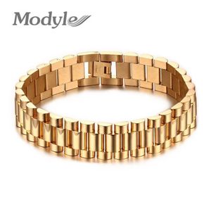 Bracelet Modyle Men Bracelet Gold Color 22cm Chunky Chain Bracelets Bangles en acier inoxydable Bijoux masculin Gift C19041703300X