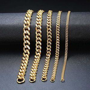 Modyle New Punk Vintage Curb Chain Pulsera Moda Negro Oro Plata Color Brazaletes de acero inoxidable Pulsera para hombres Mujer X0706253R