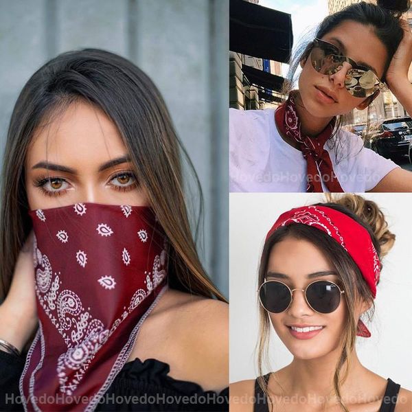 Modyle Vintage Bohême Imprimer Bandana Bandes De Cheveux Pour Filles Femmes Bandeau Écharpe Visage Masque Croix Turban Bandanas Chapeaux Clips Barrettes