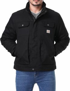 MOERDENG Manteau coupe décontractée pour homme, veste active matelassée doublée de flanelle, vêtements de travail imperméables en coton canard