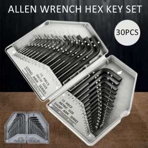 Moersleutel 30 pièces clé Allen jeu de clés hexagonales en acier SAE métrique Kit de clés à bras long et court avec étui outils de réparation manuels de haute qualité