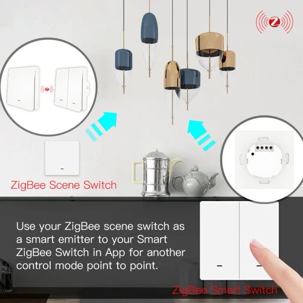 Momes Tuya Zigbee Light Interrupteur avec kit d'émetteur Aucun fil neutre Aucun condensateur requis Travaille avec Alexa Google Home Smart Life