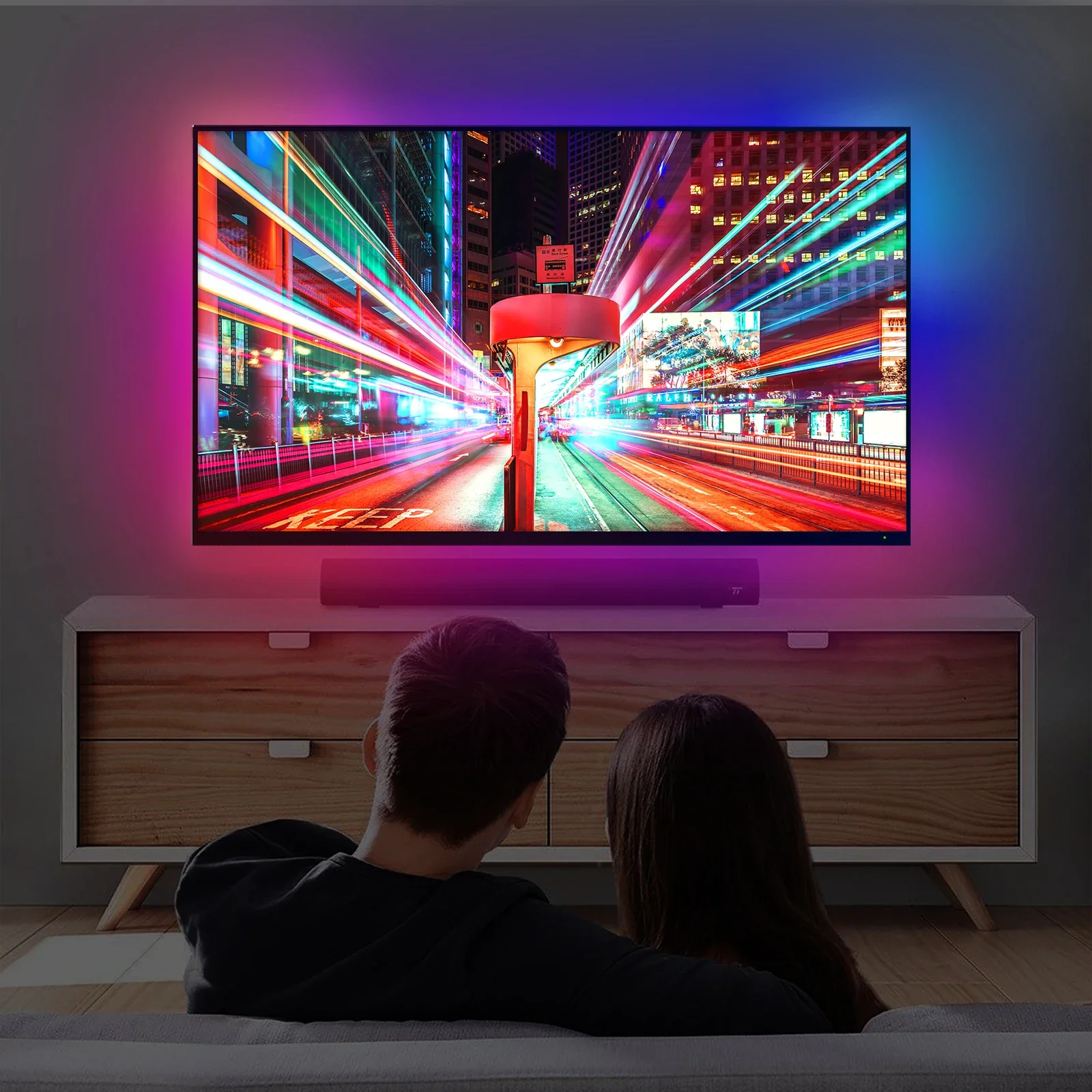 MOES WiFi Inteligente Inteligente Ambiente TV TV Backlight HDMI 2.0 Caixa de sincronização LED LIVRES LUZES DE TRILHA DE LEDA ALEXA Voice Google Assistant Control
