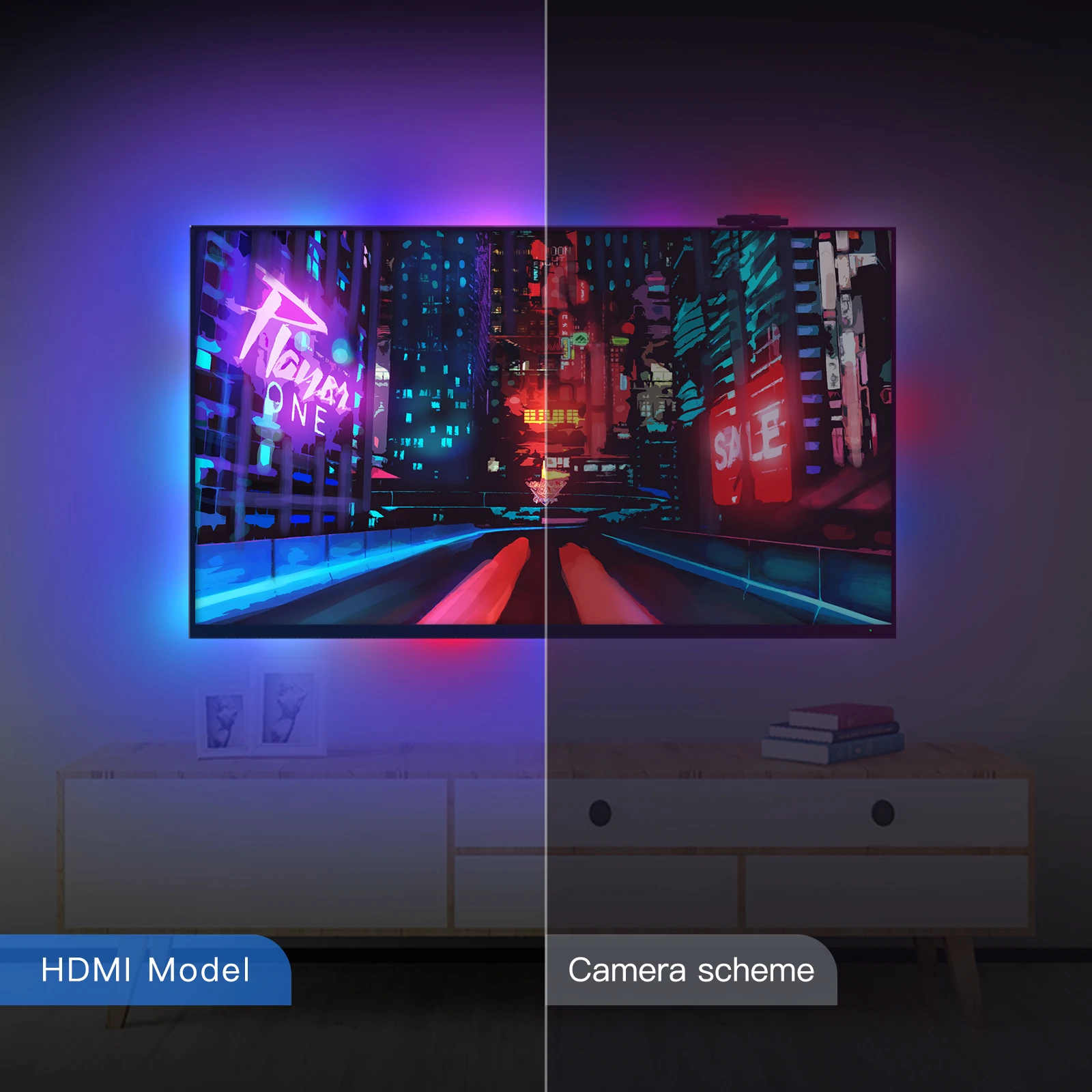 MOES WiFi Inteligente Inteligente Ambiente TV TV Backlight HDMI 2.0 Caixa de sincronização LED LIVRES LUZES DE TRILHA DE LEDA ALEXA Voice Google Assistant Control