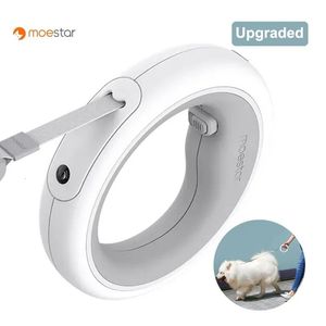 MOESTAR LEAS DE PET UFO rétractable avec LED Light Night Walk Smart Dog Leash Hand Free Anti-Shock Grey Color 240506