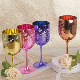 Moet Chandon Champagne Fluit Glas Plastic Beker Gegalvaniseerd Goud Blauw Rose Goud Beker Hoge Champagne Cup Bar Feest Evenement HKD230809