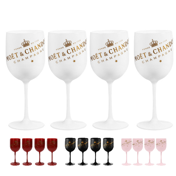 Moët Chandon Verres à Champagne Ensemble de 4 NOUVEAU Verre à Champagne 4 Couleurs Verre Acrylique-