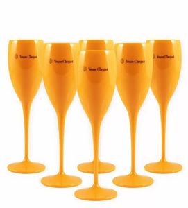 Tasses de moet verres à vin à champagne incassable 6pcs flasses en plastique orange flûtes acryliques de la fête de vin moets chandon 7362344