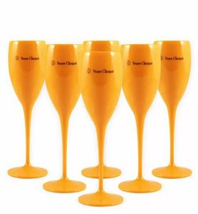 Tasses moet verres à vin à champagne incassable 6pcs flasses en plastique orange flûtes acryliques de la fête de vin moets chandon 3632736