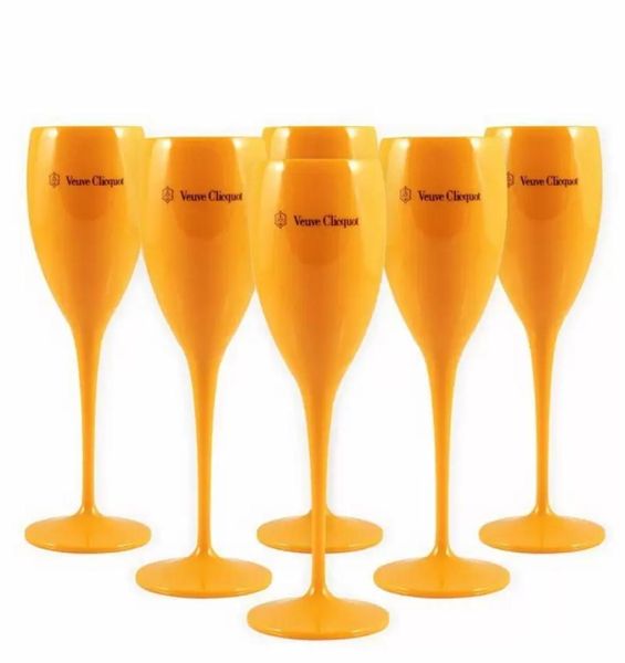 Tasses moet verres à vin à champagne incassable 6pcs flasses en plastique orange flûtes acryliques de la fête de vin moets chandon 5768989