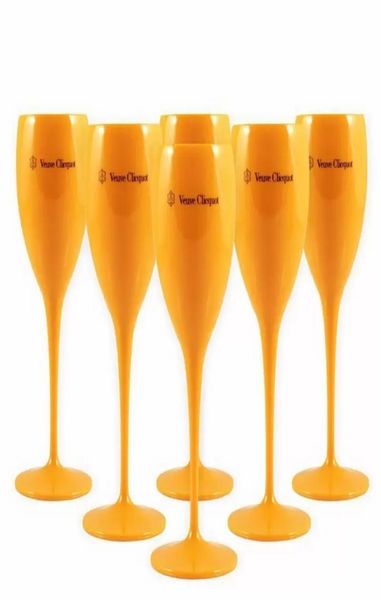 Tasses moet verres à vin à champagne incassable 6pcs Flats de champagnes en plastique orange