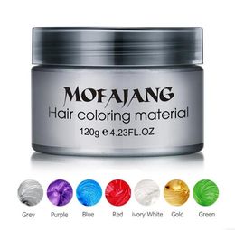 Mofajang Hair Wax 120G Zilver oma Grijs Haar Pomade 8 Kleuren Wegwerp Fashion Hair Styling Klei kleurplaten modder Cream6076417