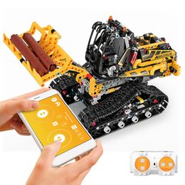 MOFUN DIY 2.4G Bâtiment Construction programmable App / Stick Control Interaction vocale Smart RC Robot Voiture - Machines d'excavation