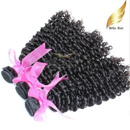 Mogolian Hair Extension Curly 3pc / lot Menselijk Haar Weefs 8 "-30" Haarbundels Product Natuurlijke Kleur Bellahair