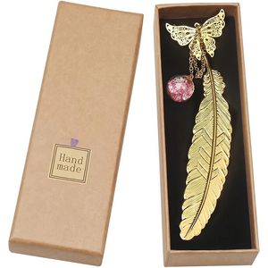 Mohamm 1 pcs Metal Feather Bookmark Butterfly Book Marks for Reading Lovers Student School Fournitures Nice Gift 240524