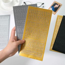 Hoja de MOHAMM, pegatinas de letras en inglés de plata dorada coreana duraderas impermeables de PVC para decoración de álbumes de fotos