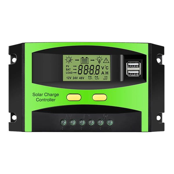 MOHOO 30A 12V/24V 5V 3A Dual USB Panel de control de carga solar Regulador Pantalla LCD