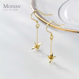 MOoidan Fashion 925 Boucles d'oreilles en papier mignon en papier mignon à longue chaîne pour femmes Girl Gold Color Boucles d'oreilles fins bijoux 210612789
