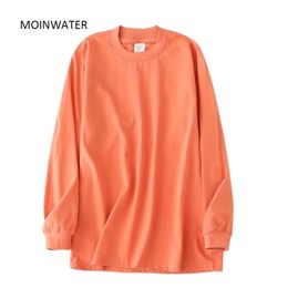 Moinwater dikke katoen met lange mouwen T -topjes voor vrouwen streetwear vrouwelijke herfst veer oversized t shirts grijs wit mlt2109 220408