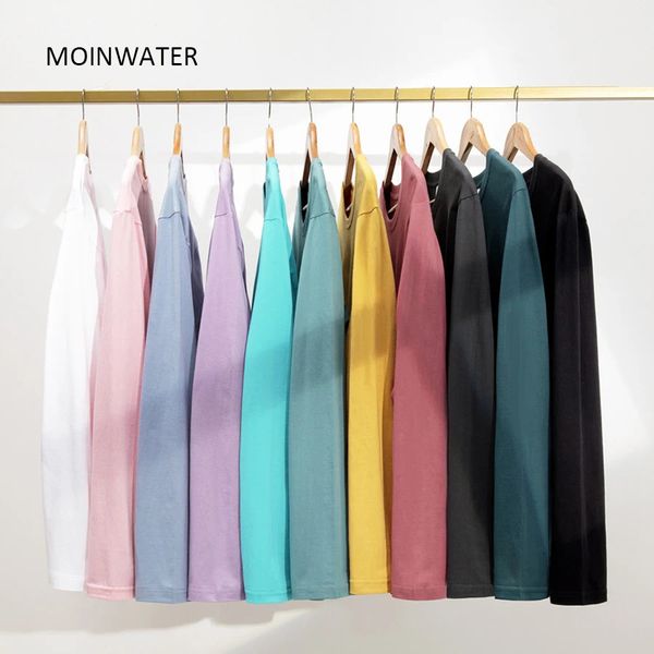 MOINWATER Mujeres 100% Algodón Manga larga Camisetas Mujer Once Colores Base Casual Camisetas Tops para primavera Otoño MLT2201 240311