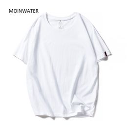 MOINWATER Vrouwen Zwart Wit T-shirts Lady Solid Cotton Tees Korte Mouw t-shirts Vrouwelijke Zomer Tops voor Vrouw MT1901 220307