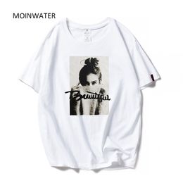 Moinwater Dames Mode T-shirts Vrouwelijke Katoen Wit Zwart Teuts Dame High Street Casual T-shirt MT1943 210623