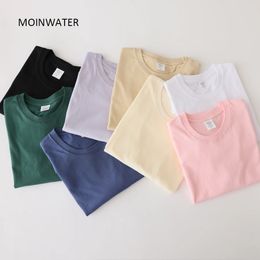 Moinwater Women Khaki Solid t Shirts vrouwelijke 100% katoenen T-dame dame T-shirt Tops voor korte mouwen voor zomer MT21025 240506
