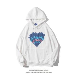 Moishe Tide Brand Love Letter Sudadera con capucha de espuma para hombres y mujeres Chaqueta holgada de pareja versátil de hip-hop