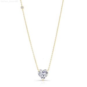 Moissanite – bijoux en or jaune 10k, pendentif cœur 3ct, collier Moissanite pour femmes