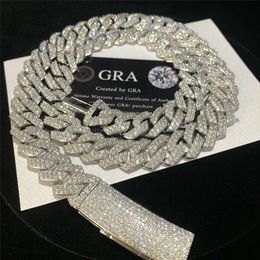 Moissanit 925 Sterling Silber Kubanische Halskette 2 Reihen Vvs Diamant Lange Verschluss Gliederkette Hip Hop Armband