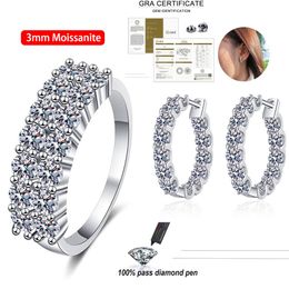 Bagues d'anniversaire moissanite pour femme, cottage 14 pierres, diamant rond de 1,4 ct plaqué or blanc 18 carats en argent sterling 925 demi-éternité alliances empilables