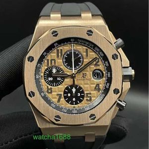 Moissanite AP polshorloge Epic Royal Oak Offshore Series 26470OR roségouden wijzerplaat met krokodillenriem Heren tijdwaarneming mode vrije tijd zakelijk sporthorloge