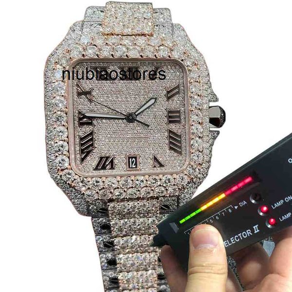 Moisanite Big Luxury Diamonds Watch Pass Test Mouvement Top Quality Quality Mens Out Sapphire Montres sur mesure avec BN2X