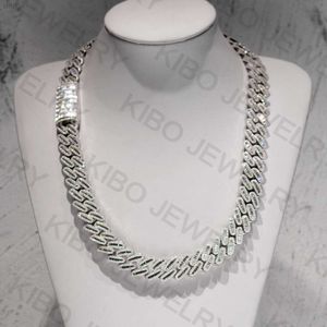 Moissanite kettingen stokbrood gesneden diamant 18 mm mannen ketting zilver ijselijk vvs cuban link chain 2 kopers