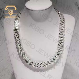 Chaînes Moisanite Baguette Cut Diamond 18 mm Collier pour hommes en argent Iced Out VVS Chain de liaison cubaine Moisanite