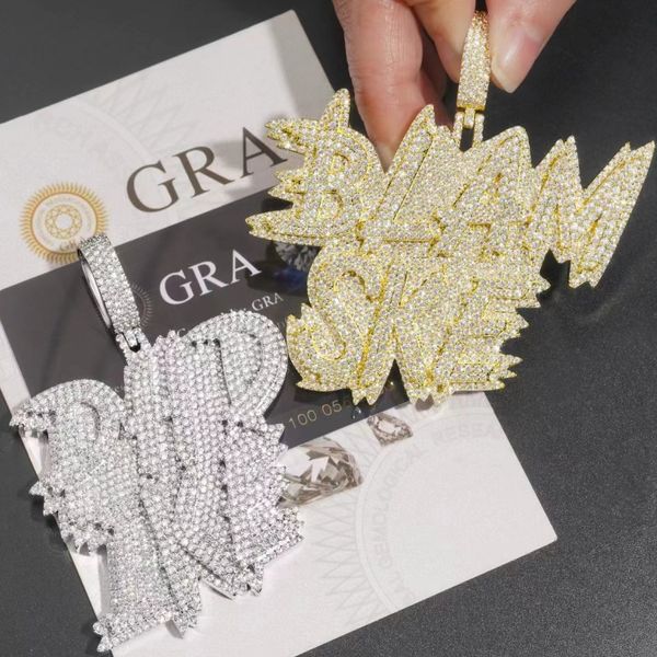 Pendants de lettre personnalisée Moissanite Passent 925 Siltling Silver Moisanite Diamond Letter Pendant Collier Bijoux Gift pour hommes Femmes