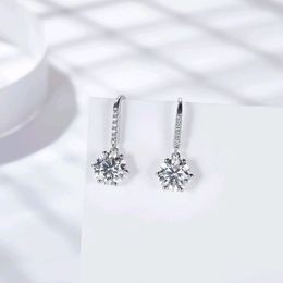 Boucles d'oreilles Moissanite Dangle Real Stone Sterling S925 Bijoux en argent pour dames pour la liste de cadeaux de Noël