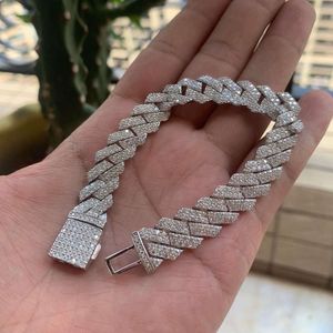 Moissanite Diamond Hiphop Style Sieraden Cubaanse link Bracelet Aankomst Hot 925 Zilver nieuw kerstcadeau voor mannen en vrouwen 1 stuk