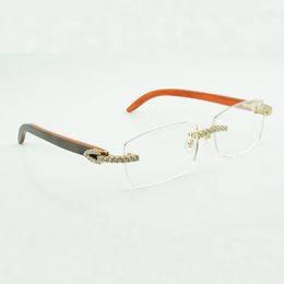 Moissanite diamant luxe mode lunettes en bois 3524015 naturel orange bois jambes lunettes claires lentilles livraison gratuite