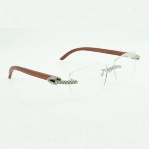Moissanite Diamond Luxury Fashion gafas de madera 3524015 patas de madera originales naturales lentes transparentes envío gratis