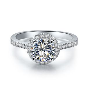 D / F Color Top White Ronde Brilliant Cut Moissanite Diamond Ring 9K, 14K, 18K White Gold Round Design Queen Ring met certificaat