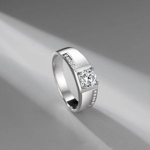 Bague de fiançailles en diamant Moissanite en argent Sterling S925 plaqué platine, bijoux simples à la mode, cadeau de mariage