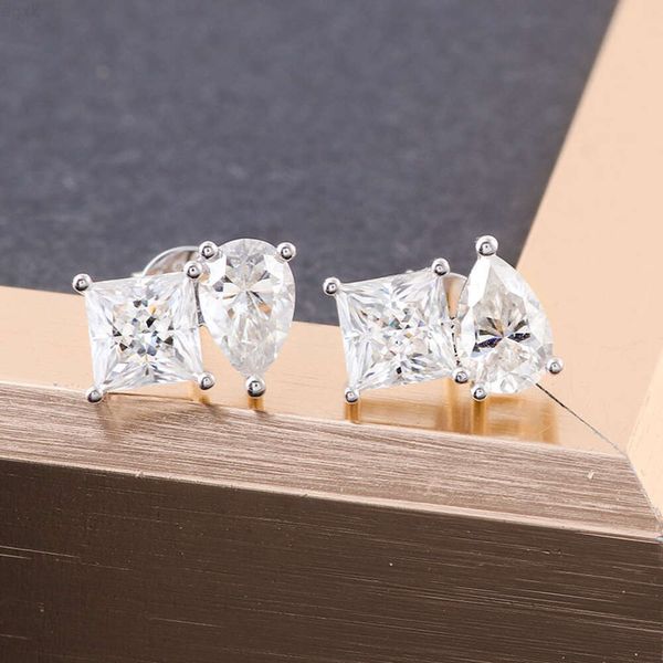 Pendiente de diamante Moissanite con acabado en oro de 14 quilates para mujer, joyería fina