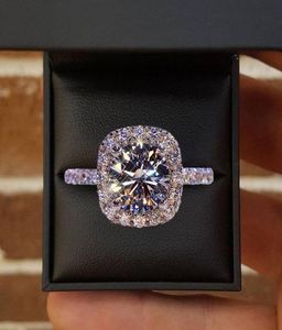 Moissanite Diamonds Ring in 14K White Gold 1Ct Round Cut Diamond Bridal Promise Sieraden Simple Design Square Wedding Anniversary1489360